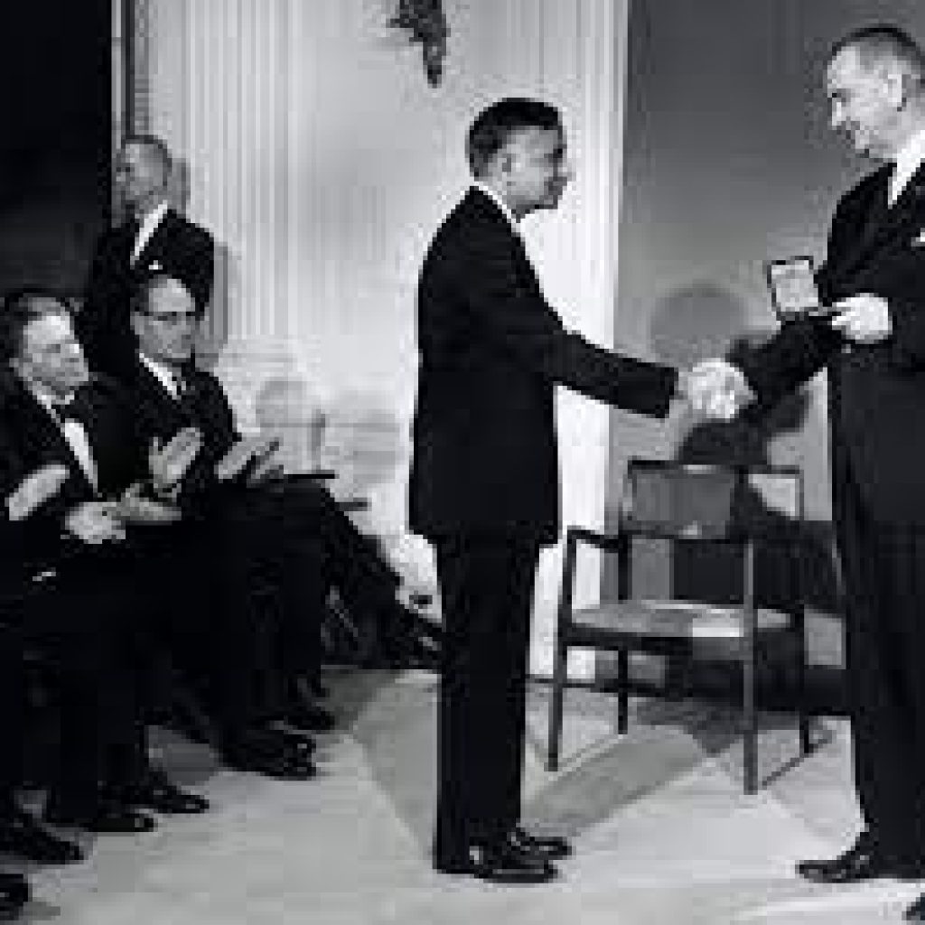 Subrahmanyan Chandrasekhar receiving nobel price